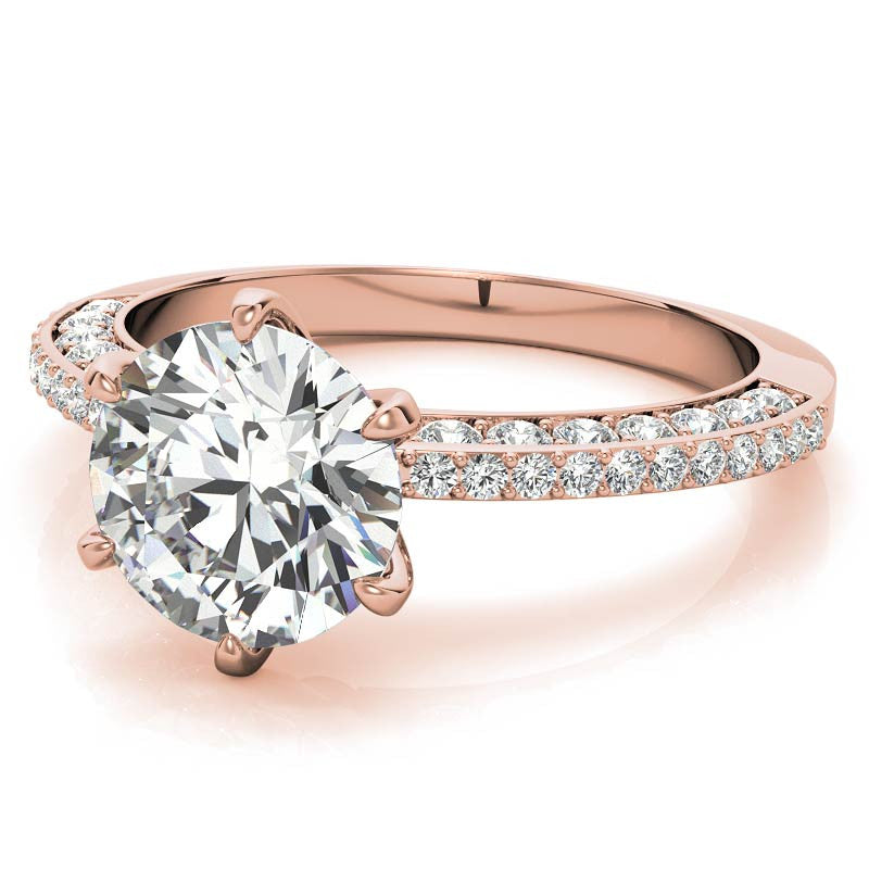 Round Brilliant Moissanite Knife Edge Engagement Ring