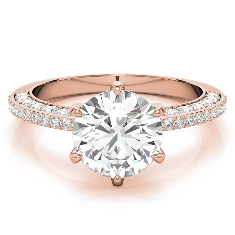 Round Brilliant Moissanite Knife Edge Engagement Ring