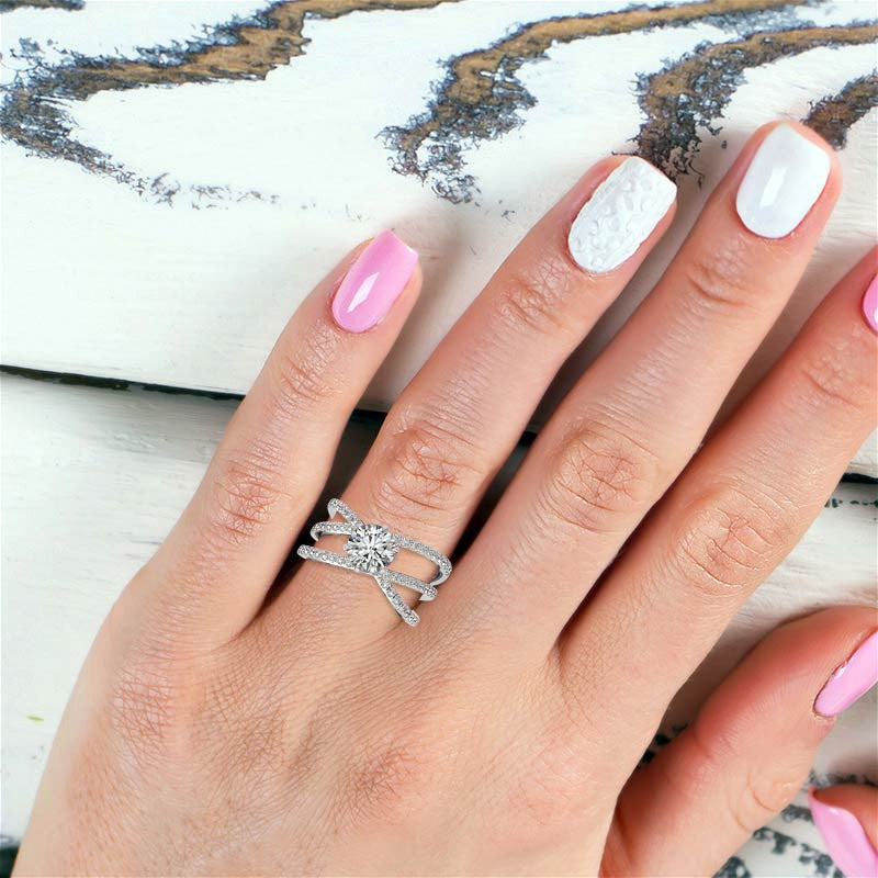 Round Brilliant Moissanite Multi-Band Engagement Ring