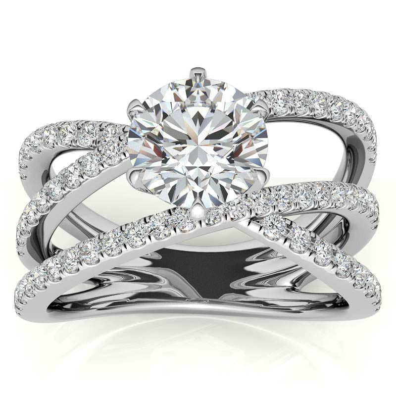 Round Brilliant Moissanite Multi-Band Engagement Ring