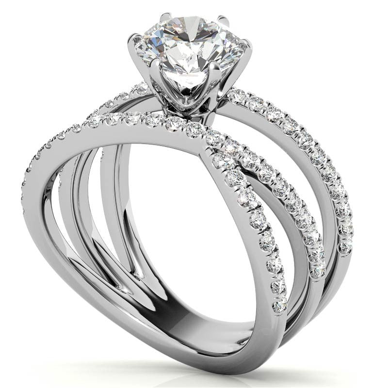 Round Brilliant Moissanite Multi-Band Engagement Ring