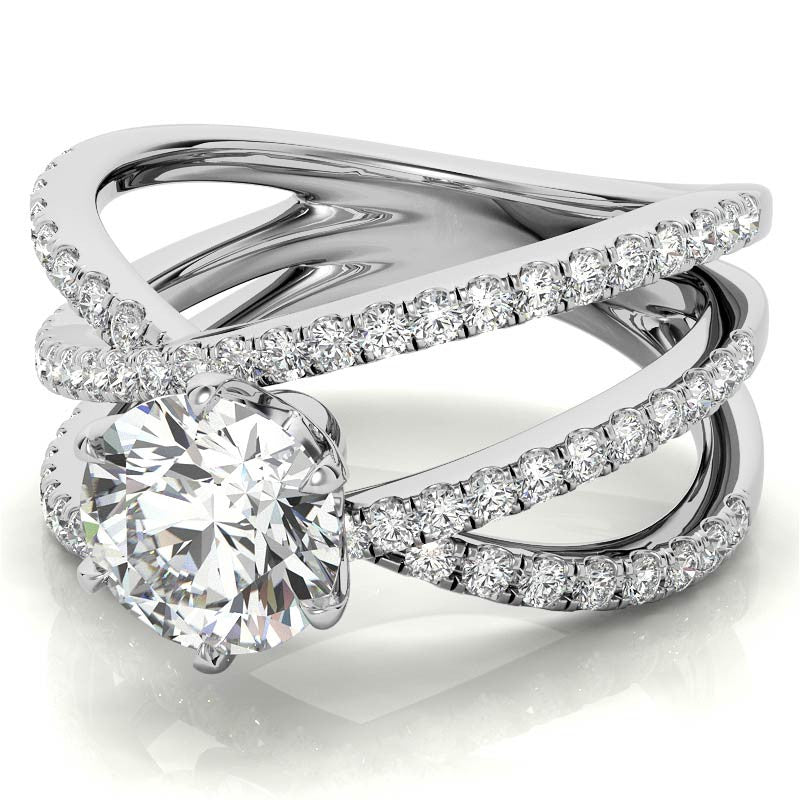 Round Brilliant Moissanite Multi-Band Engagement Ring