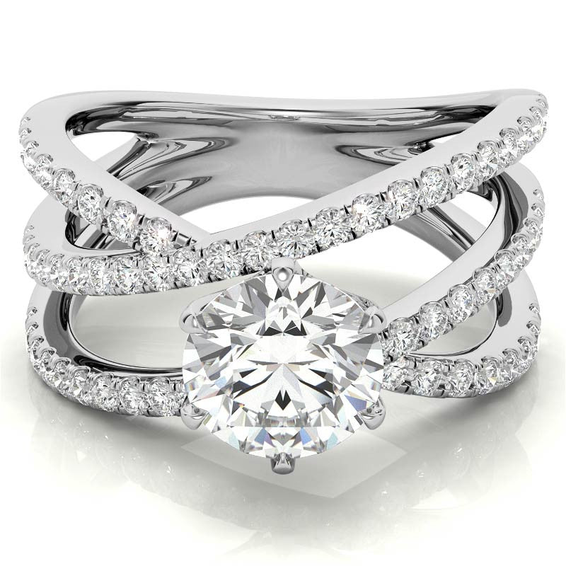 Round Brilliant Moissanite Multi-Band Engagement Ring
