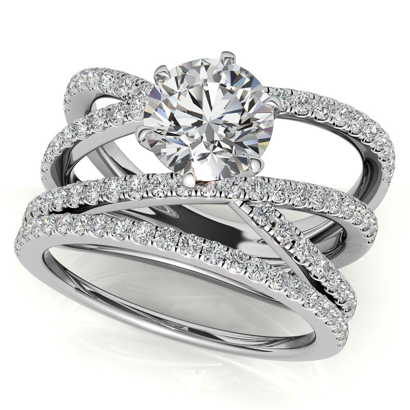 Round Brilliant Moissanite Multi-Band Engagement Ring