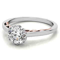 Round Brilliant Moissanite Tulip Design Accented Engagement Ring