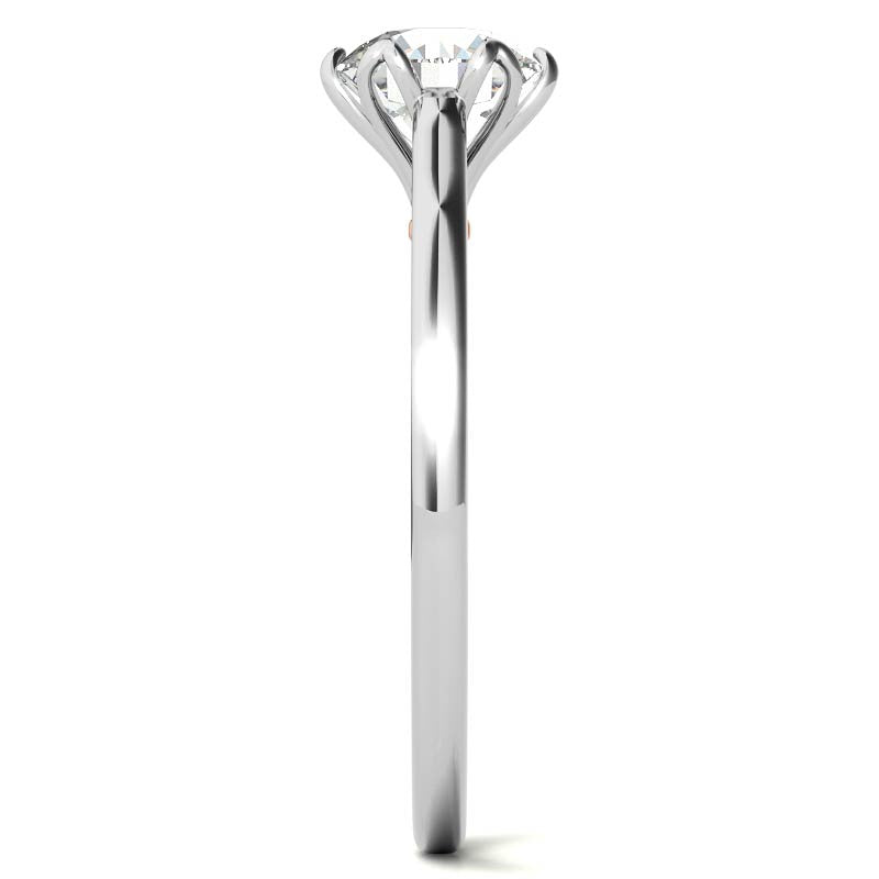 Round Brilliant Moissanite Tulip Design Accented Engagement Ring