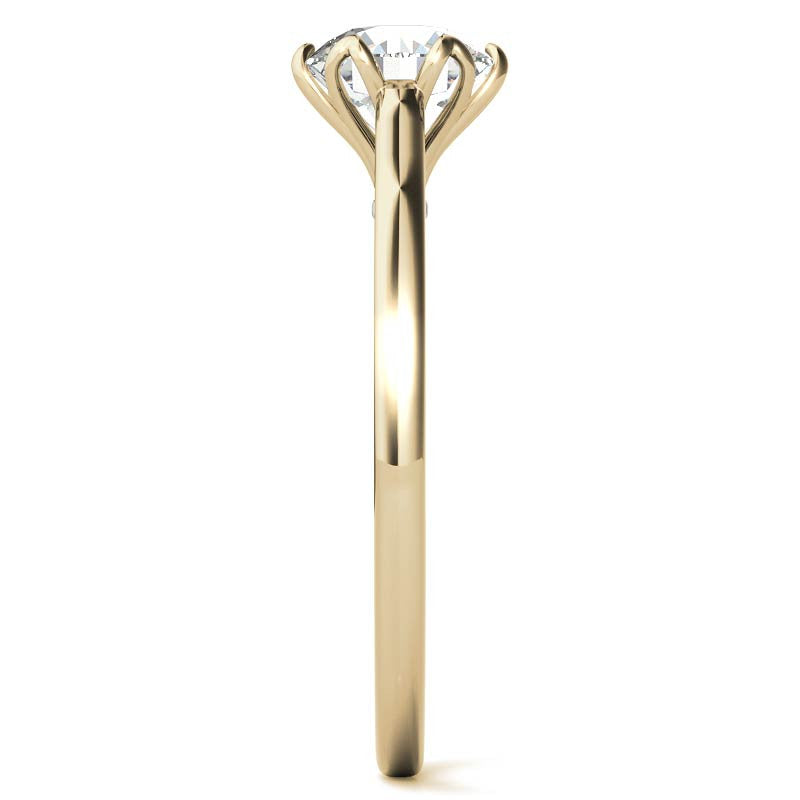 Round Brilliant Moissanite Tulip Design Accented Engagement Ring