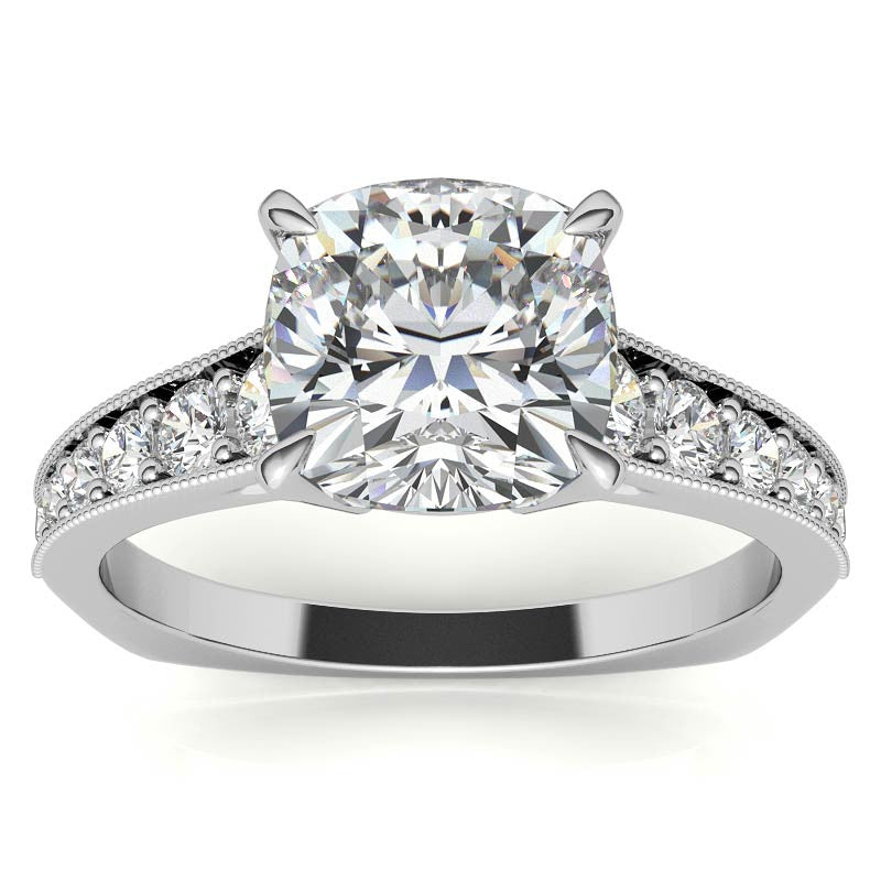 Cushion Moissanite Tapered Engagement Ring with Euro Shank
