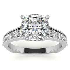 Cushion Moissanite Tapered Engagement Ring with Euro Shank