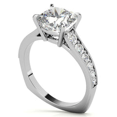 Cushion Moissanite Tapered Engagement Ring with Euro Shank