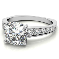 Cushion Moissanite Tapered Engagement Ring with Euro Shank