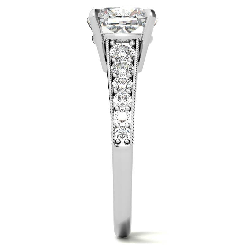 Cushion Moissanite Tapered Engagement Ring with Euro Shank