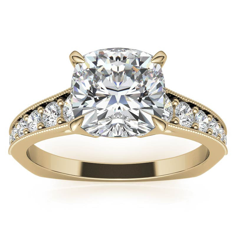 Cushion Moissanite Tapered Engagement Ring with Euro Shank