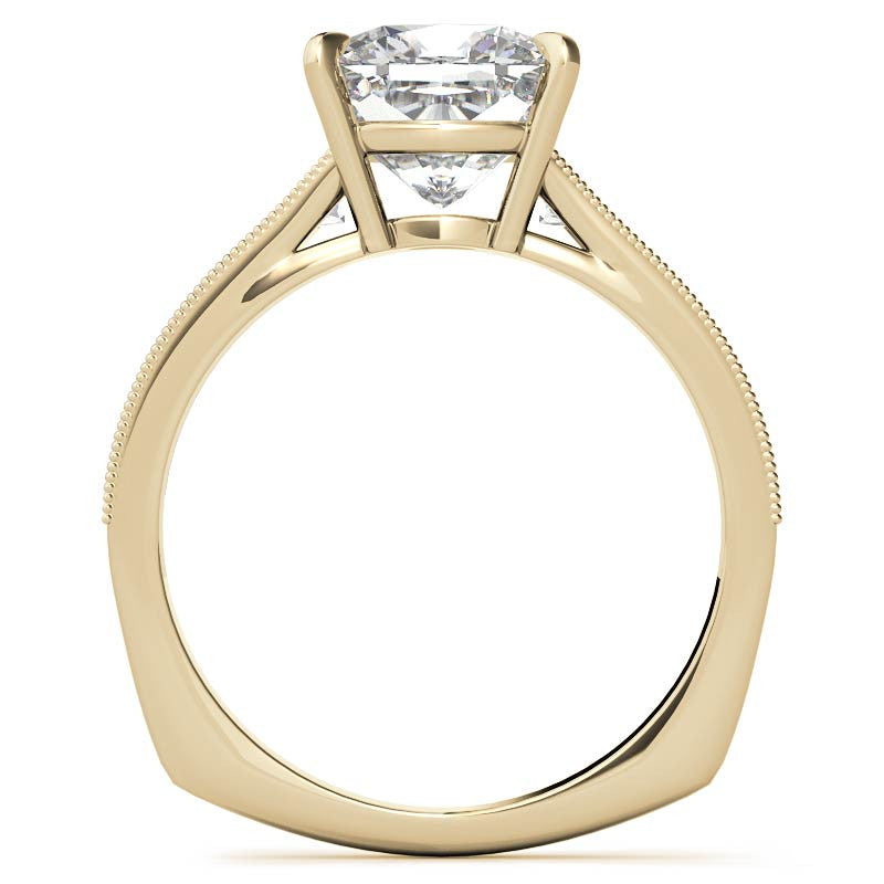 Cushion Moissanite Tapered Engagement Ring with Euro Shank