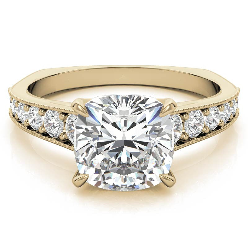 Cushion Moissanite Tapered Engagement Ring with Euro Shank