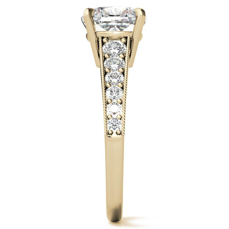 Cushion Moissanite Tapered Engagement Ring with Euro Shank