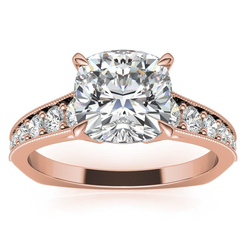 Cushion Moissanite Tapered Engagement Ring with Euro Shank