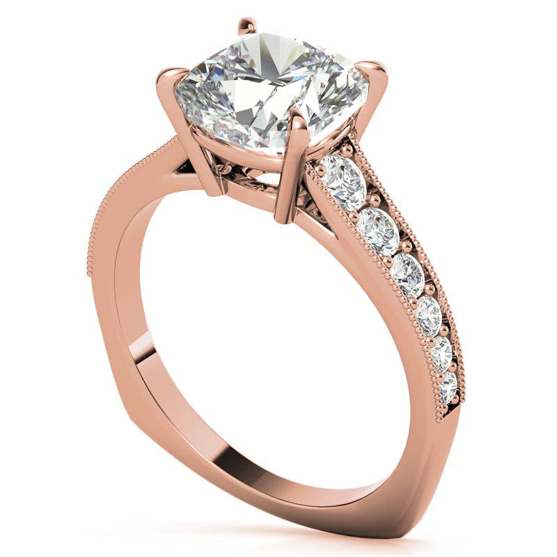 Cushion Moissanite Tapered Engagement Ring with Euro Shank