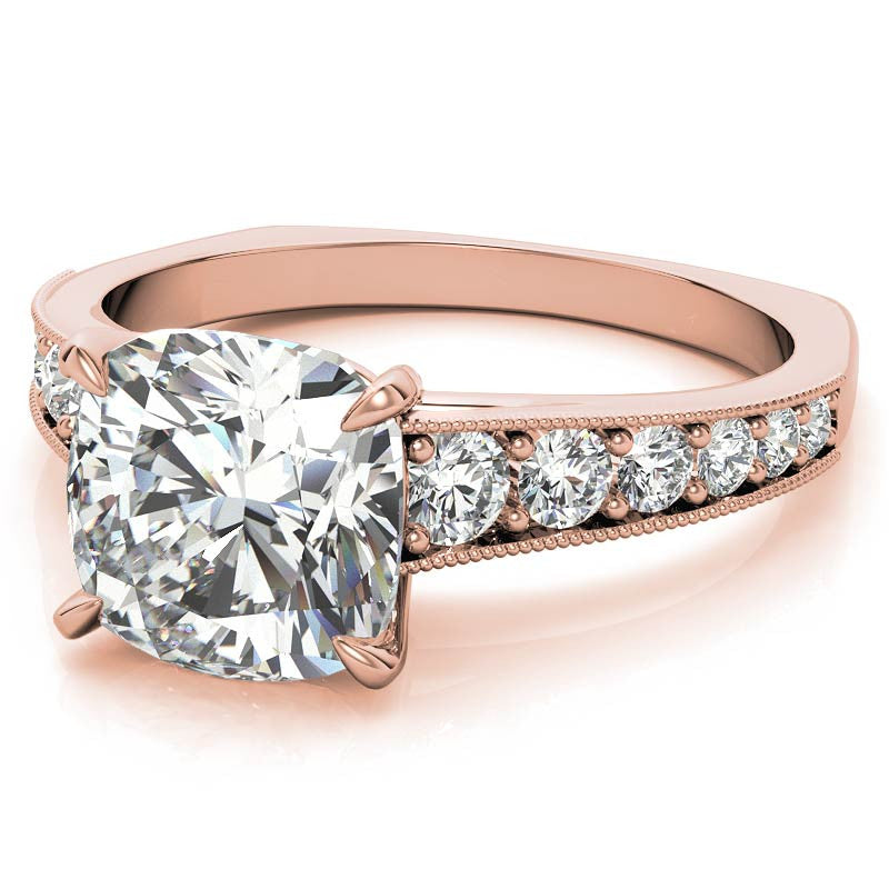 Cushion Moissanite Tapered Engagement Ring with Euro Shank