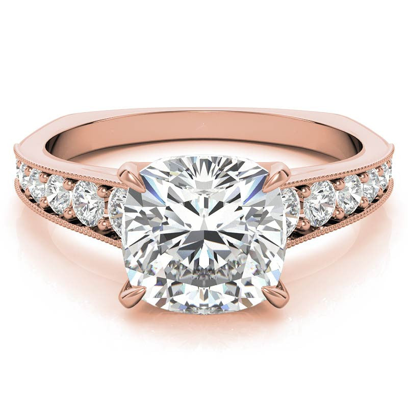 Cushion Moissanite Tapered Engagement Ring with Euro Shank