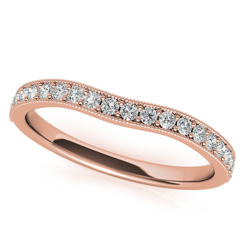 Round Brilliant Moissanite Three-Stone Scroll Accent Engagement Ring