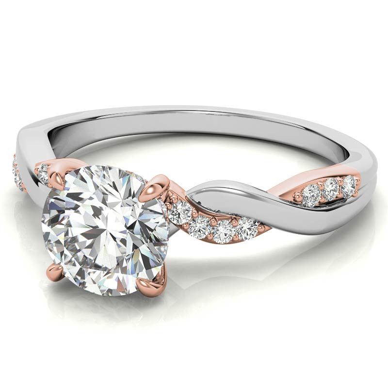 Round Brilliant Moissanite Two-Toned Infinity Engagement Ring