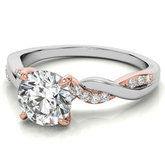 Round Brilliant Moissanite Two-Toned Infinity Engagement Ring