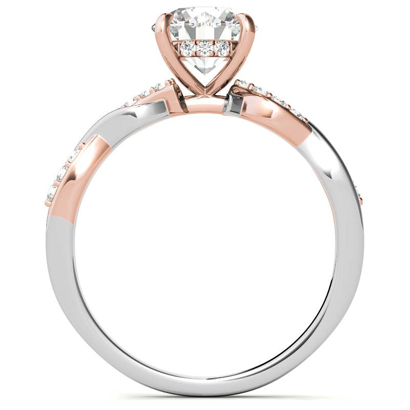 Round Brilliant Moissanite Two-Toned Infinity Engagement Ring