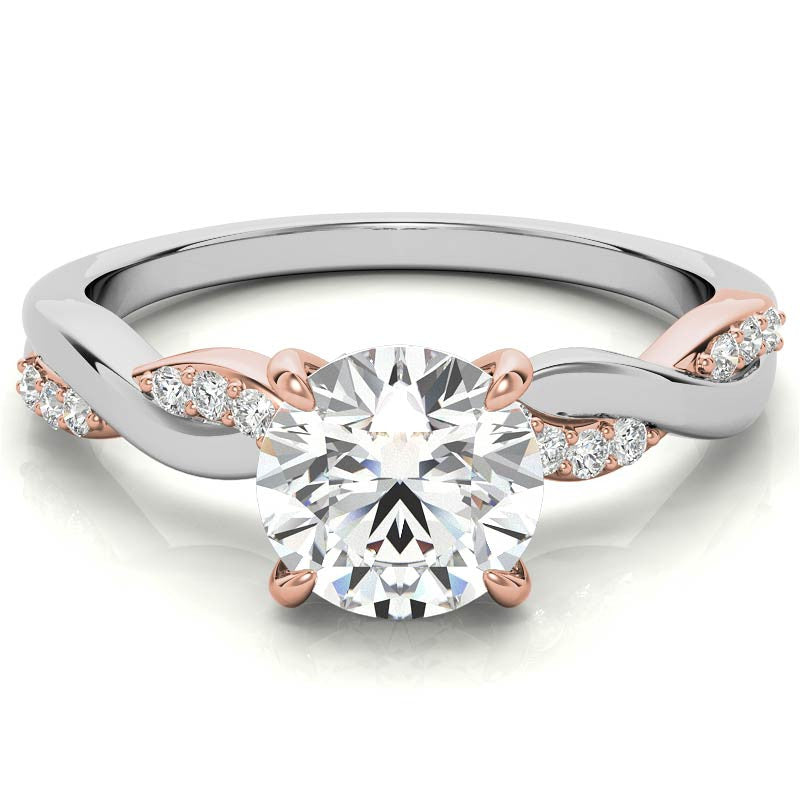 Round Brilliant Moissanite Two-Toned Infinity Engagement Ring