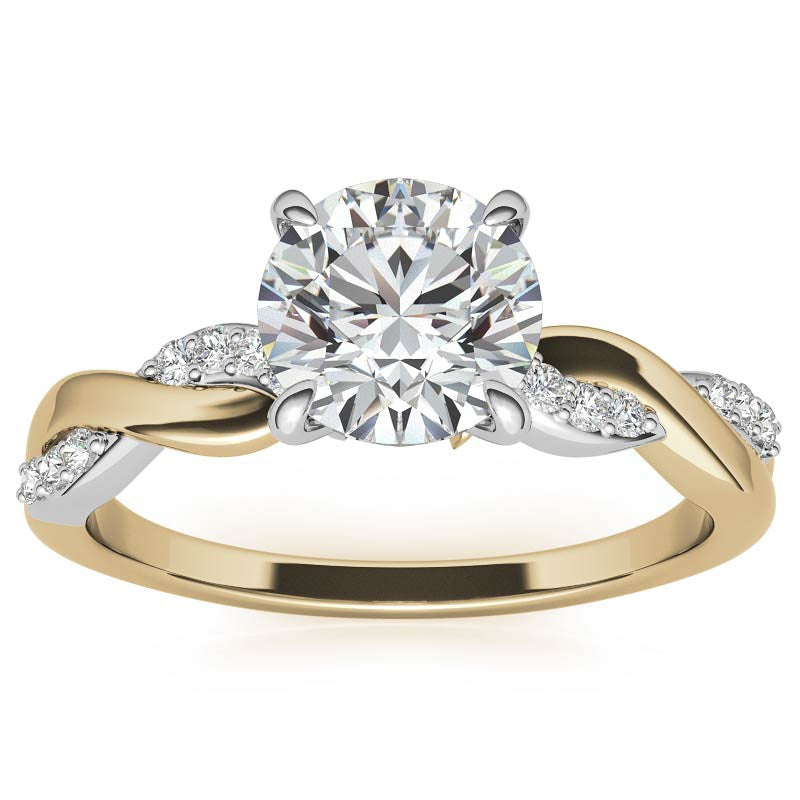 Round Brilliant Moissanite Two-Toned Infinity Engagement Ring