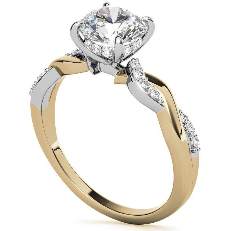Round Brilliant Moissanite Two-Toned Infinity Engagement Ring
