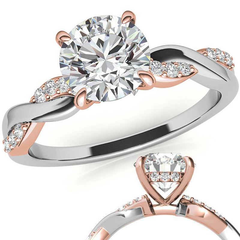 Round Brilliant Moissanite Two-Toned Infinity Engagement Ring