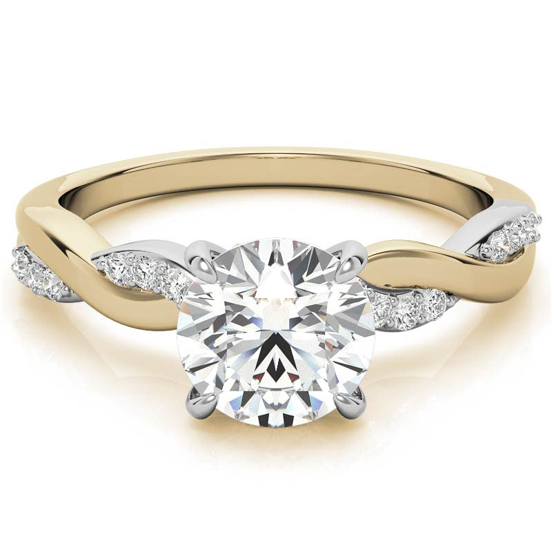Round Brilliant Moissanite Two-Toned Infinity Engagement Ring