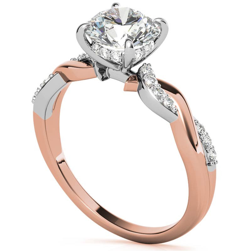 Round Brilliant Moissanite Two-Toned Infinity Engagement Ring
