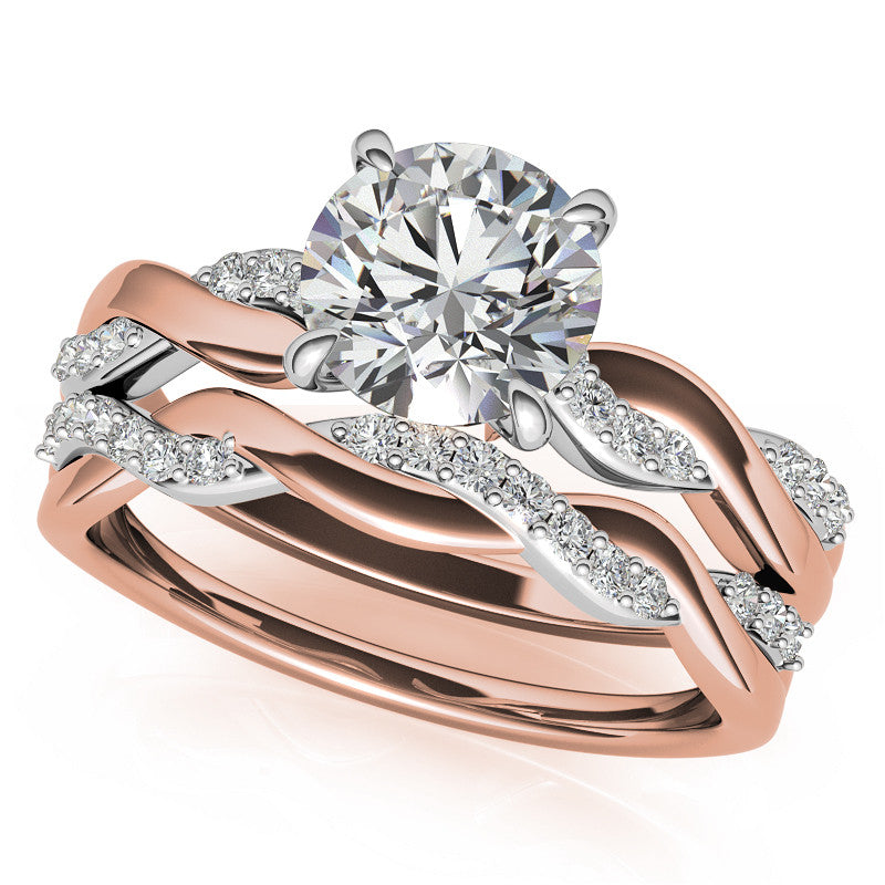 Round Brilliant Moissanite Two-Toned Infinity Engagement Ring