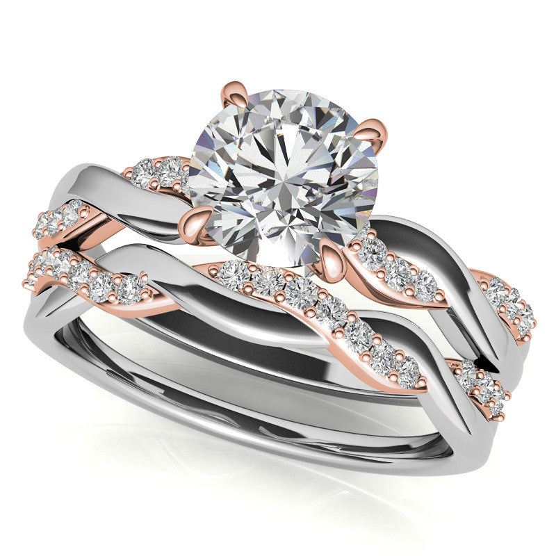 Round Brilliant Moissanite Two-Toned Infinity Engagement Ring
