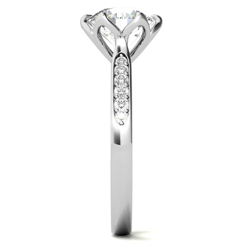 Round Brilliant Moissanite Etched Tulip Engagement Ring