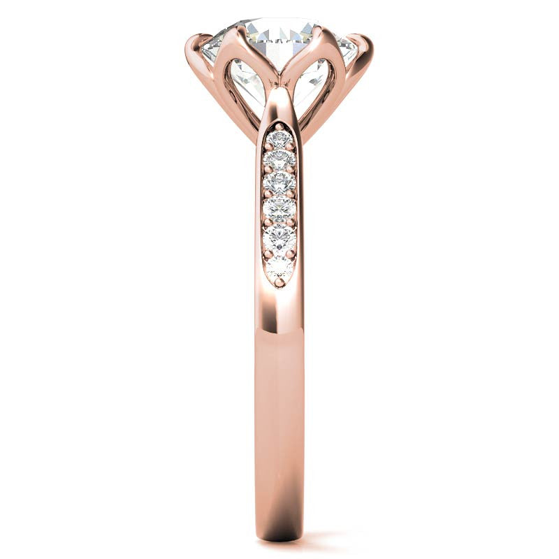 Round Brilliant Moissanite Etched Tulip Engagement Ring