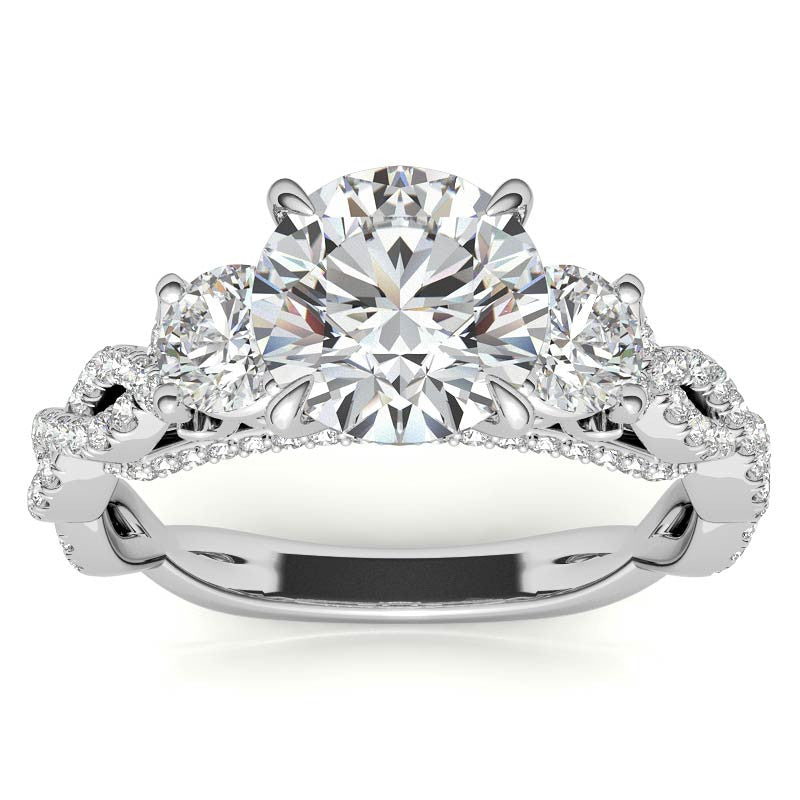 Round Brilliant Three-Stone Infinity Engagement Ring