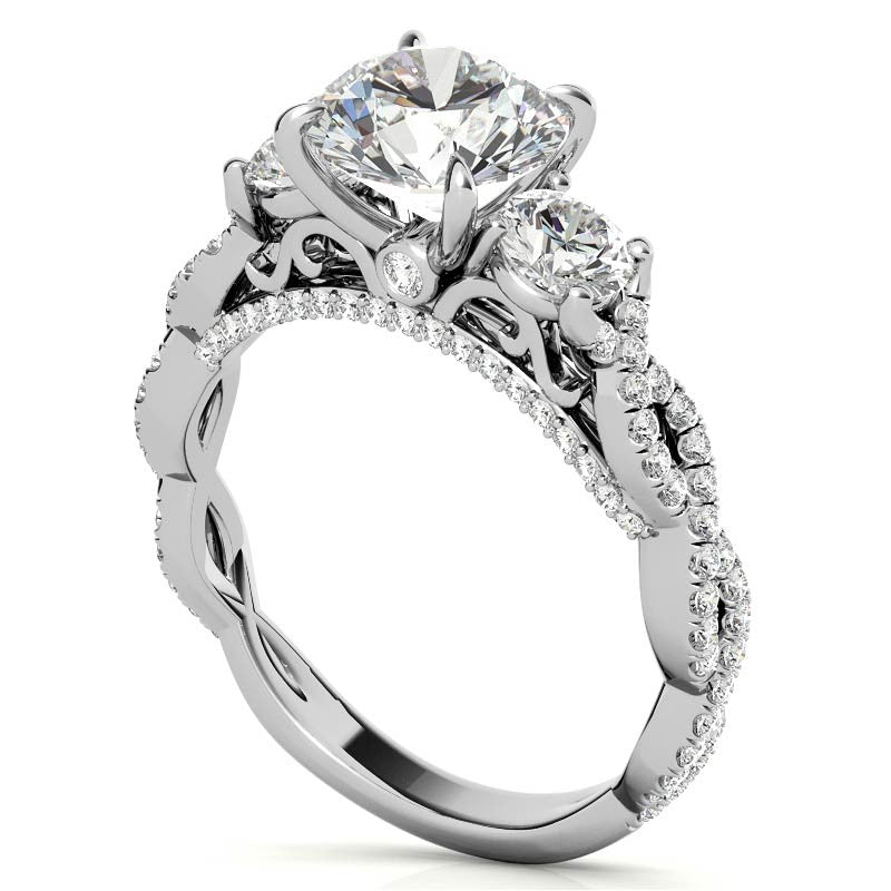 Round Brilliant Three-Stone Infinity Engagement Ring
