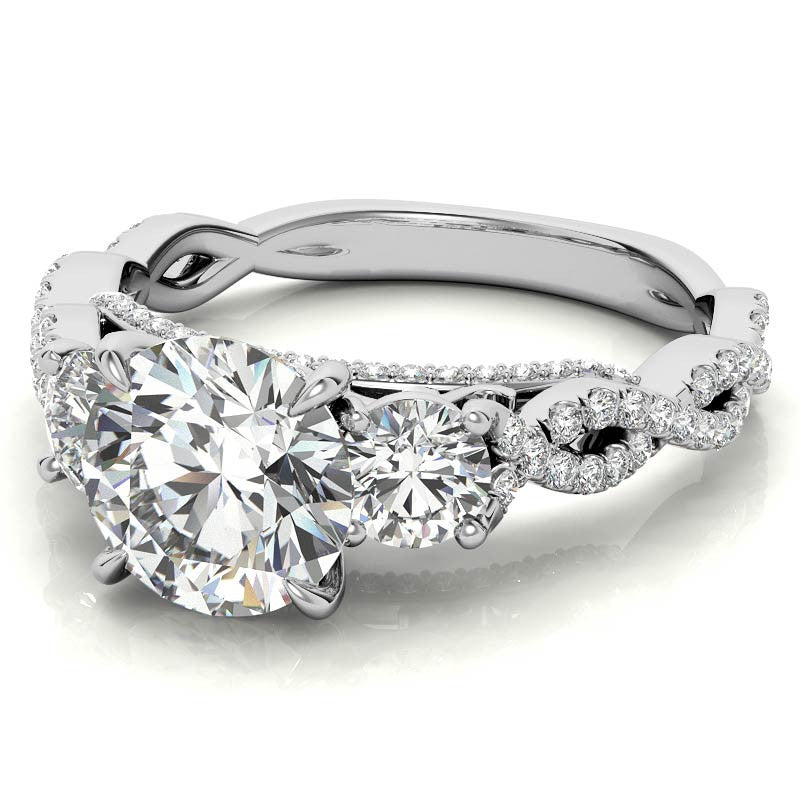 Round Brilliant Three-Stone Infinity Engagement Ring