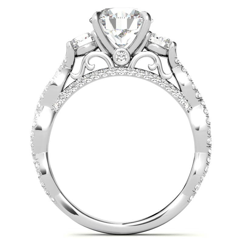 Round Brilliant Three-Stone Infinity Engagement Ring