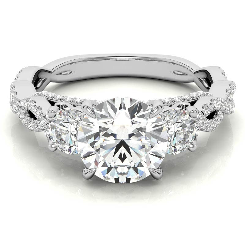 Round Brilliant Three-Stone Infinity Engagement Ring