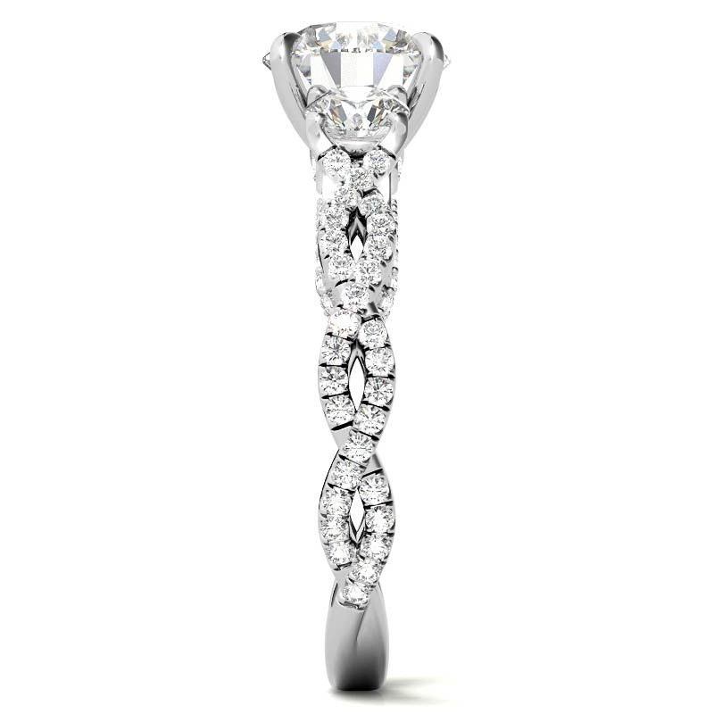 Round Brilliant Three-Stone Infinity Engagement Ring