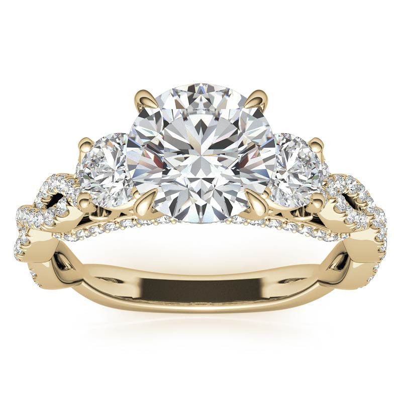 Round Brilliant Three-Stone Infinity Engagement Ring
