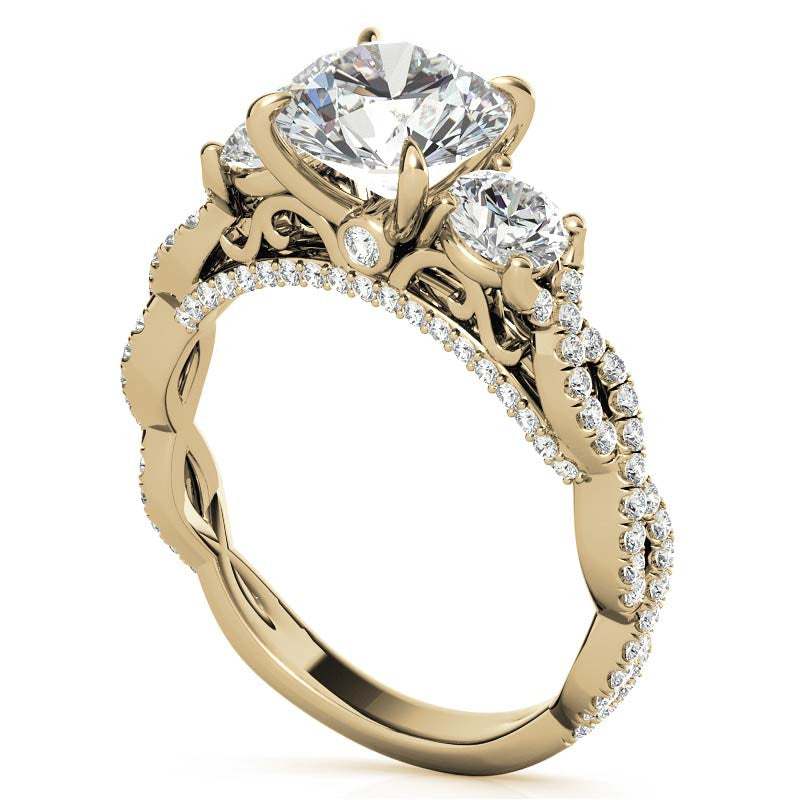 Round Brilliant Three-Stone Infinity Engagement Ring