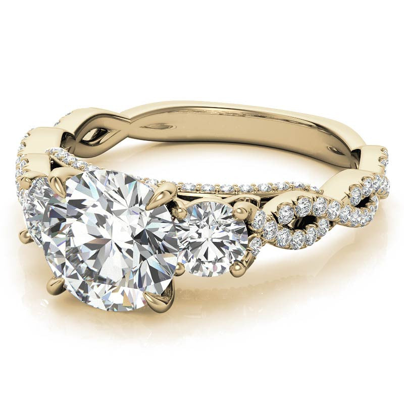Round Brilliant Three-Stone Infinity Engagement Ring