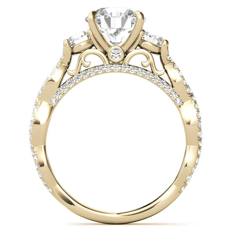 Round Brilliant Three-Stone Infinity Engagement Ring