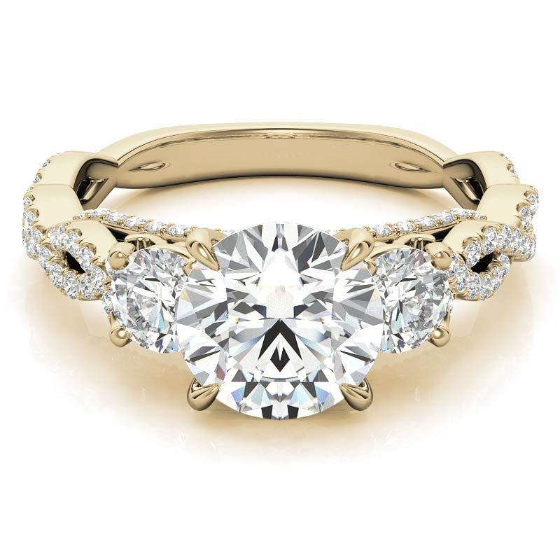 Round Brilliant Three-Stone Infinity Engagement Ring