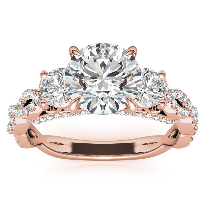 Round Brilliant Three-Stone Infinity Engagement Ring